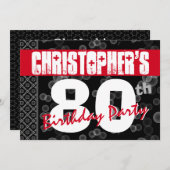 80誕生日グランジ文字A01 招待状 (正面/裏面)