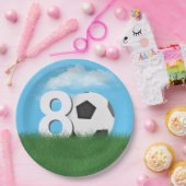 80誕生日サッカーボール、緑の草地 ペーパープレート (パーティー)