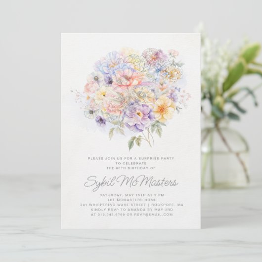 80誕生日サプライズパーティー花束 招待状 (スタンド正面)