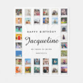 80誕生日シックモダンフォトコラージホワイト フリースブランケット (正面)