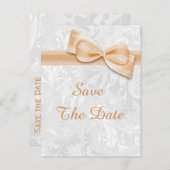 80誕生日ダマスクフェイクと弓の日付を保存 案内ポストカード (正面/裏面)