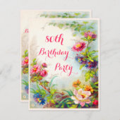 80誕生日ダリア&牡丹園ビクトリアン 招待状 (正面/裏面)