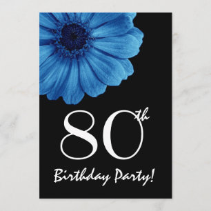 80誕生日テンプレートブルーデイジー 招待状