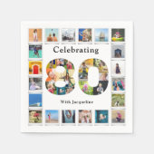 80誕生日デザインお客様自身のフォトコラージュ スタンダードカクテルナプキン (正面)