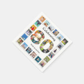 80誕生日デザインお客様自身のフォトコラージュ スタンダードカクテルナプキン (角)