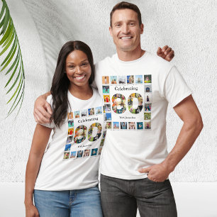 80誕生日デザインお客様自身のフォトコラージュ Tシャツ