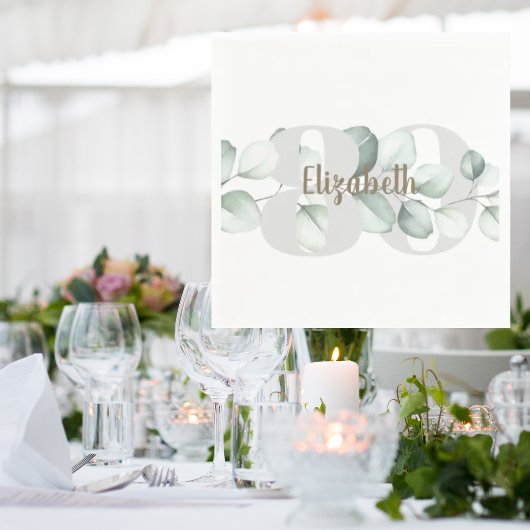 80誕生日ナプキパーソナライズされたンス スタンダードカクテルナプキン