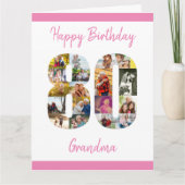 80誕生日ナンバー80フォトコラージュビッグカスタム カード (正面)