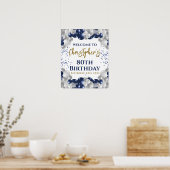 80誕生日ネイビーバルーンパーティーへようこそ ポスター (キッチン)