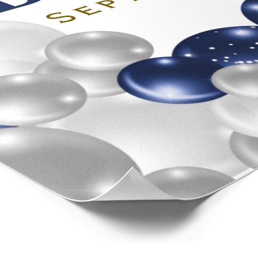 80誕生日ネイビーバルーンパーティーへようこそ ポスター (角)