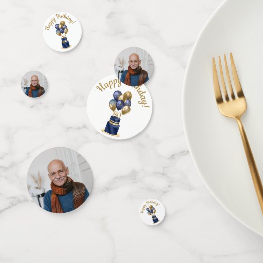 80誕生日ネイビーブルーバルーンケーキ コンフェッティ (グループ)