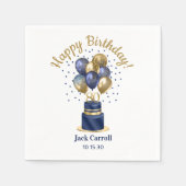 80誕生日ネイビーブルーバルーンケーキ スタンダードカクテルナプキン (正面)