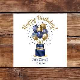 80誕生日ネイビーブルーバルーンケーキ スタンダードランチョンナプキン