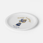 80誕生日ネイビーブルーバルーンケーキ ペーパープレート (アングル)