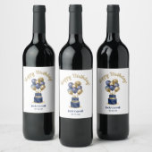 80誕生日ネイビーブルーバルーンケーキ ワインラベル (ボトル)