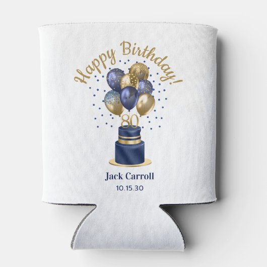 80誕生日ネイビーブルーバルーンケーキ 缶クーラー (裏面)