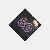 80誕生日ネオンサインオンブラックナプキンス スタンダードカクテルナプキン (角)