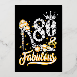 80誕生日ハイヒールシューズクラウンダイヤモンド 箔シーズンカード