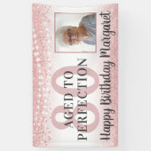 80誕生日バラ金ゴールドグリッター写真 横断幕 (縦)