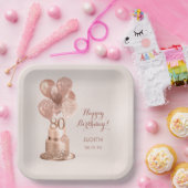 80誕生日バラ金ゴールドケーキ紙プレート ペーパープレート (パーティー)