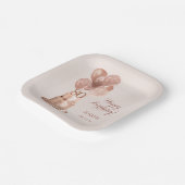 80誕生日バラ金ゴールドケーキ紙プレート ペーパープレート (傾斜あり)