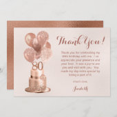 80誕生日バラ金ゴールドケーキ サンキューカード (正面/裏面)