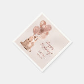 80誕生日バラ金ゴールドケーキ スタンダードカクテルナプキン (角)