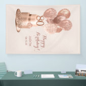 80誕生日バラ金ゴールドケーキ 横断幕 (トレードショー)