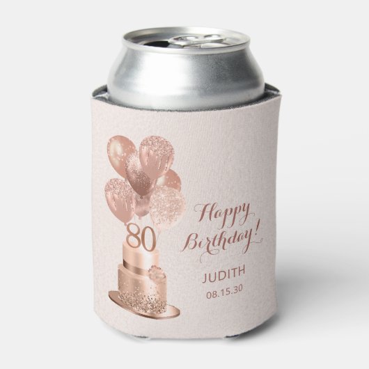 80誕生日バラ金ゴールドケーキ 缶クーラー (缶正面)