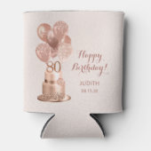 80誕生日バラ金ゴールドケーキ 缶クーラー (正面)