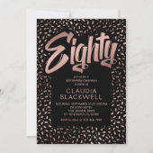 80誕生日バラ金ゴールド紙吹雪 招待状 (正面)