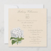 80誕生日パリヴィンテージホワイトヒドレンジアフラワー 招待状 (裏面)