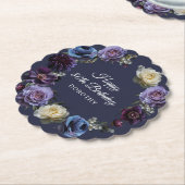 80誕生日パーソナライズされたムーディパープル花 ペーパーコースター (アングル)