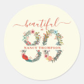 80誕生日パーティーステッカーで美しい ラウンドシール (正面)