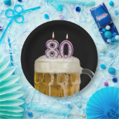 80誕生日ビールオンブラック紙プレート ペーパープレート (パーティー)