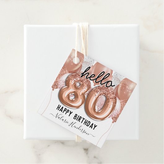 80誕生日ピンクグリッターバルーン フェイバータグ (インサイチュ)