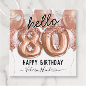 80誕生日ピンクグリッターバルーン フェイバータグ (正面)