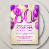 80誕生日ピンクバルーン招待状 招待状