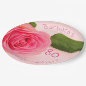 80誕生日ピンクローズ名前をカスタムする やる気を起こさせる ペーパープレート (アングル)