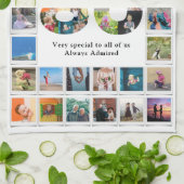 80誕生日ファミリーフォトコラージュテンプレート キッチンタオル (折り畳み)