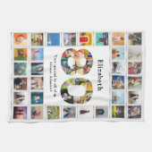 80誕生日ファミリーフォトコラージュテンプレート キッチンタオル (横)