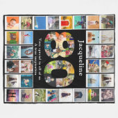 80誕生日ファミリー写真テンプレート大 フリースブランケット (正面(横))