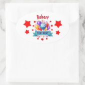 80誕生日フェスティバルカラフルバルーンC01HZ 楕円形シール (バッグ)