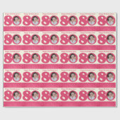 80誕生日フォトおもしろいクリームピンク ラッピングペーパー (フラット)