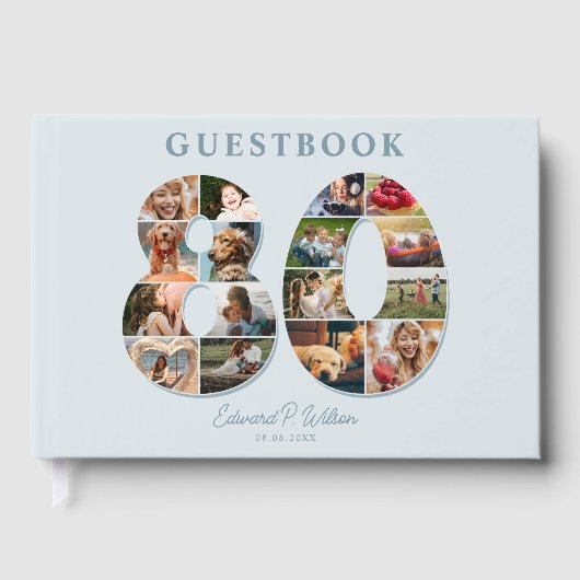 80誕生日フォトコラージマイルストーンゲストブック ゲストブック (正面)