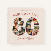 80誕生日フォトコラージマイルストーンゲストブック ノートブック (正面)