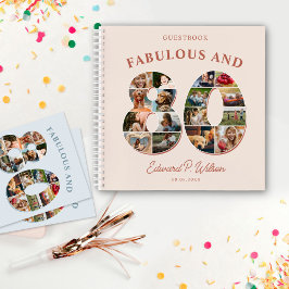 80誕生日フォトコラージマイルストーンゲストブック ノートブック