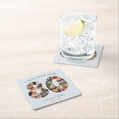 80誕生日フォトコラージュエレガントとタイムレス スクエアペーパーコースター (インサイチュ)