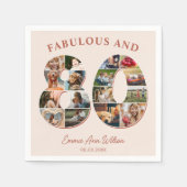 80誕生日フォトコラージュエレガントとタイムレス スタンダードカクテルナプキン (正面)