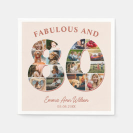 80誕生日フォトコラージュエレガントとタイムレス スタンダードカクテルナプキン